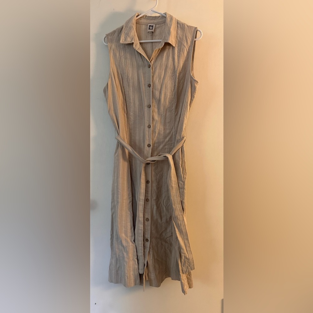 Anne Klein Beige Striped Dress